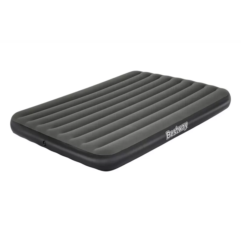 Bestway Pavillo Inflatable Airbed Queen 203x152x25 cm mit integrierter Fußpumpe, geflockter Oberseite, Coil-Beam-Konstruktion, Grau/Blau