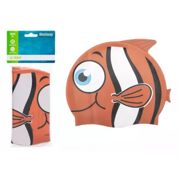 Bestway Hydro-Swim Silikon-Badekappe Orange Fisch für Kinder