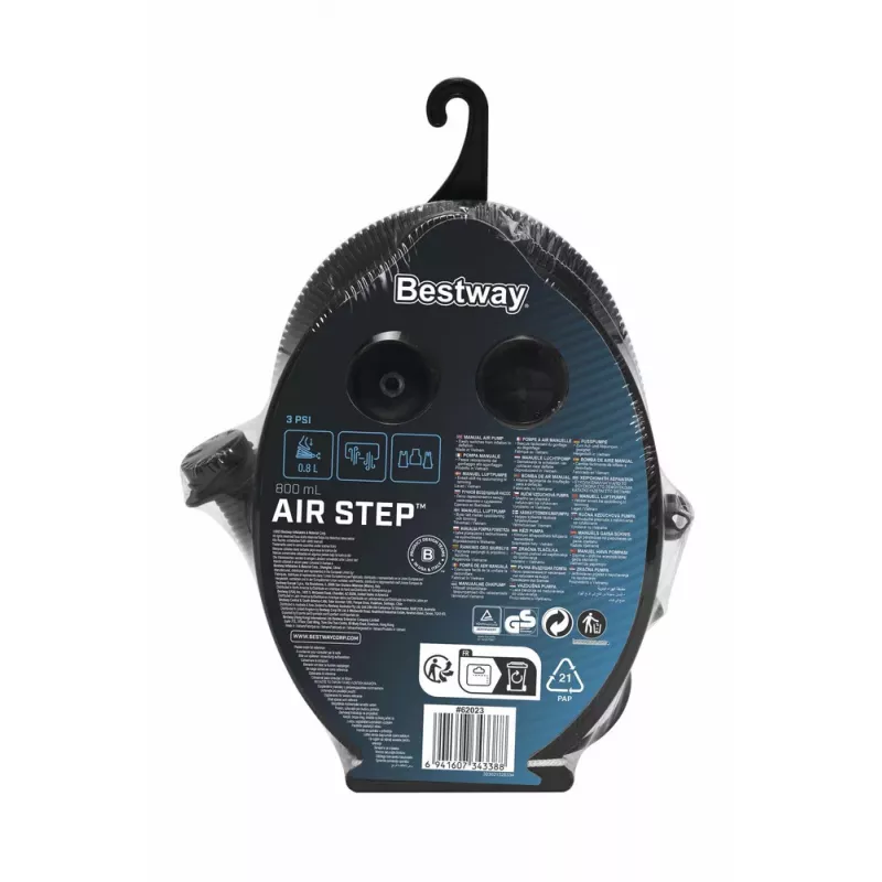 Bestway Fußpumpe 23cm x 15cm 62023 - Manueller Inflator/Deflator mit 3 Düsen