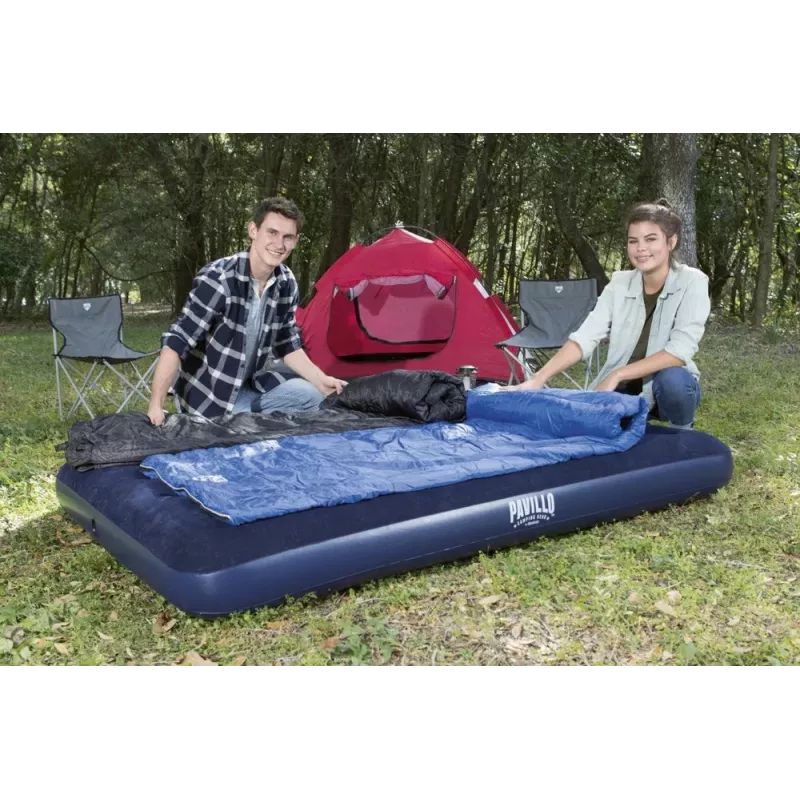 Bestway Luftmatratze 191 x 137 x 22 cm Doppel Flocked Top Coil Beam Blau/Grau 67002
