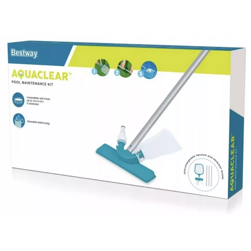 Bestway Flowclear Pool Cleaning Kit 58013 - Saugkopf, Skimmernetz, Bürste, Aluminiumstange