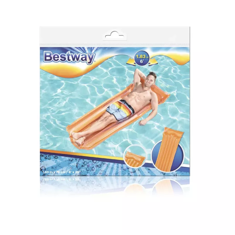 Bestway 44013 Aufblasbare Luftmatratze zum Schwimmen, Orange, 183 x 76 cm