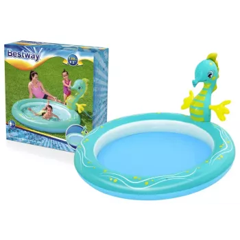 Bestway 53114 Aufblasbares Aquarium-Wasserspielcenter mit Rutsche, 239 x 206 x 86 cm