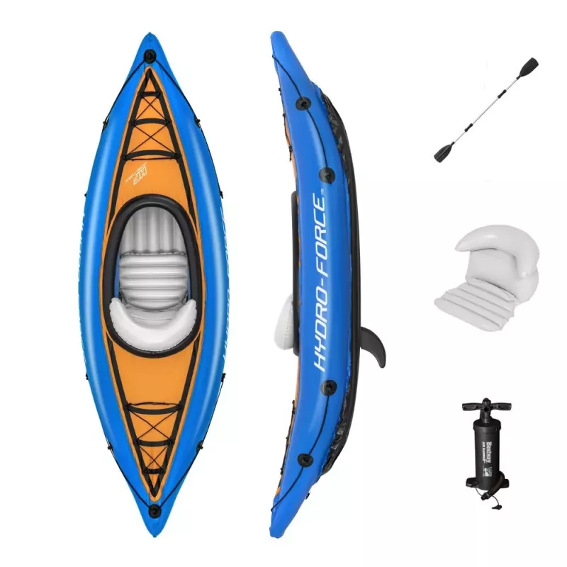 Bestway Hydro-Force Kayak 275 x 81 cm aufblasbares Kajak mit Aluminiumpaddel und Handpumpe