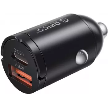 ORICO 60W Dual Port Car Charger mit USB-C 30W PD & USB-A 30W QC 3.0 - Schwarz