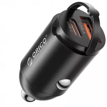 ORICO 60W Dual Port Car Charger mit USB-C 30W PD & USB-A 30W QC 3.0 - Schwarz