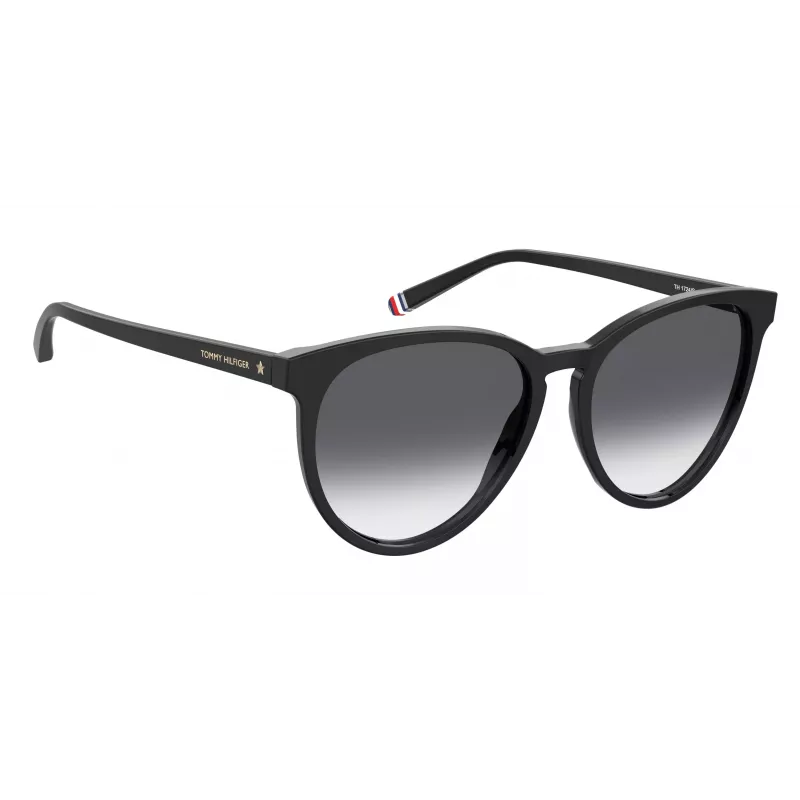 TOMMY HILFIGER Damen Sonnenbrille TH1724S8079O - Schwarzer Rahmen, Graue Gläser, 56 mm
