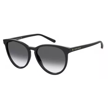 TOMMY HILFIGER Damen Sonnenbrille TH1724S8079O - Schwarzer Rahmen, Graue Gläser, 56 mm