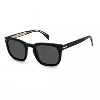 DAVID BECKHAM DB-7076-S-807 Herren-Sonnenbrille - Schwarzer Acetatrahmen, graue Polycarbonatgläser, UV400-Schutz, 50 mm Glasbreite