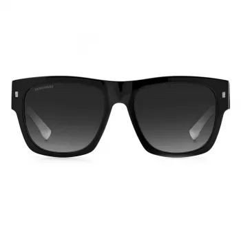DSQUARED2 ICON Herren-Sonnenbrille ICON0004S80S - Schwarzer Acetatrahmen, graue Polycarbonatgläser, 55/19/145 mm
