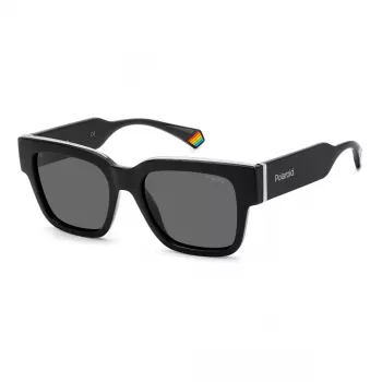 POLAROID PLD6198SX807 Unisex Rechteckige Sonnenbrille Havanna Rahmen Grau Polarisierte Gläser 52mm