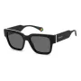 POLAROID PLD6198SX807 Unisex Rechteckige Sonnenbrille Havanna Rahmen Grau Polarisierte Gläser 52mm