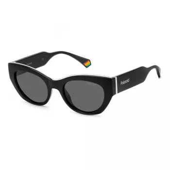 Polaroid PLD6199SX807 Damen-Sonnenbrille - Schwarzer Rahmen, Graue polarisierte Gläser, 50 mm