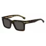 BOSS BOSS1501S086 Herren-Rechteck-Sonnenbrille - Schwarzer Acetatrahmen, graue Polycarbonatgläser, UV400-Schutz