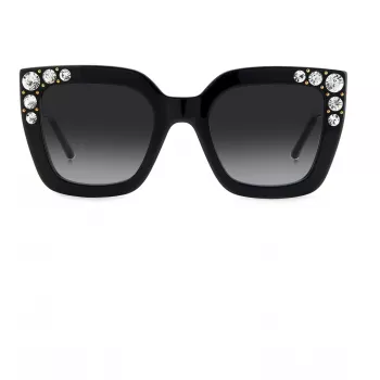 CAROLINA HERRERA HER0130S807 Damen Butterfly Sonnenbrille Glänzend Schwarz Grau 52mm