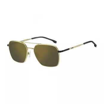 BOSS BOSS1414S0NZ Herren Rechteckige Sonnenbrille - Schwarzer Rahmen Graue Gläser 57mm
