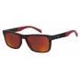 LEVI'S LV-5059-S-BLX Herren Rechteck-Sonnenbrille - Schwarzer Acetatrahmen mit grauen Polycarbonatgläsern - 55/17/145 mm