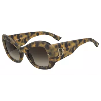 DSQUARED2 Damen-Sonnenbrille D2-0137-S-C9B Havana Acetat Square Frame Brown Gradient Lens 54mm