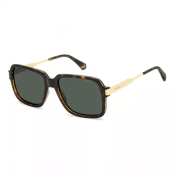 Polaroid PLD6220SX086 Herren Rechteck-Sonnenbrille - Havana/Braun - 56/18/140 mm
