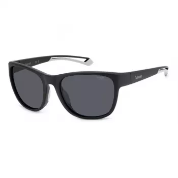 POLAROID SPORT PLD7051S003 Unisex Sonnenbrille - Schwarzer Rahmen, graue polarisierte Gläser, 57 mm
