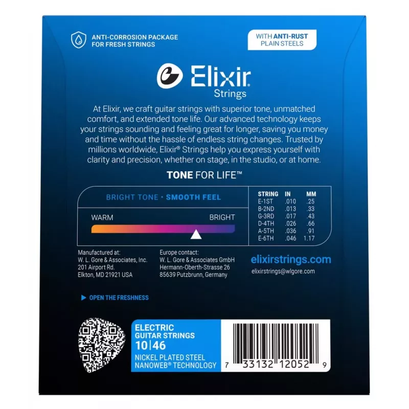 Elixir 12052 Nanoweb Light E-Gitarrensaiten (10-46)