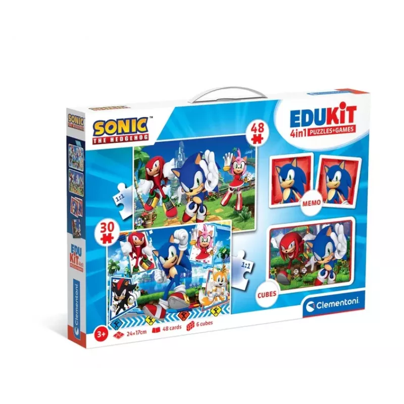 Clementoni Lernspiel-Set Puzzle, Memo & Bauklötze Sonic 28389