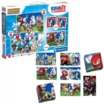 Clementoni Lernspiel-Set Puzzle, Memo & Bauklötze Sonic 28389