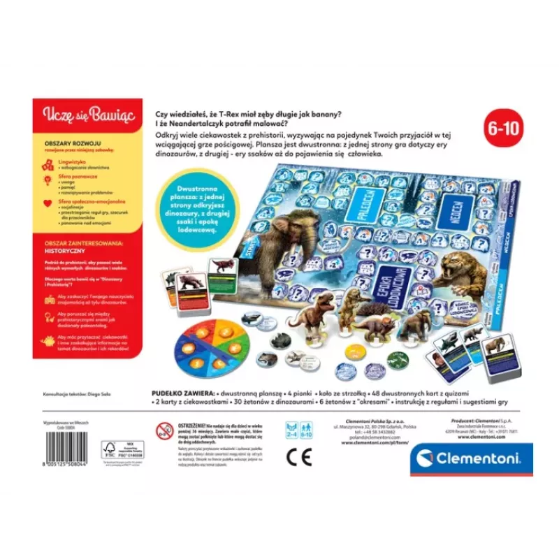Brettspiel Quiz Dinosaurier & Urzeit Eiszeit-Edition Polnische Sprache Clementoni 50804