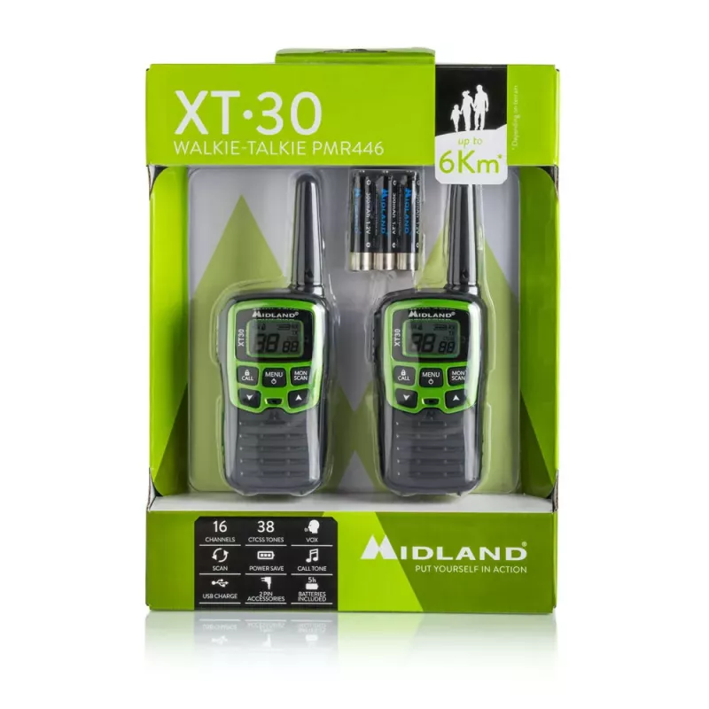 Midland XT30 2x PMR446 Funkgeräte-Set Grün