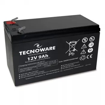 TECNOWARE 12V 9Ah versiegelte Blei-Säure-Batterie mit Faston 6,3mm Anschlüssen