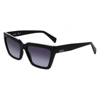 LIU JO Damen Cat-Eye-Sonnenbrille LJ793SR-001 - Schwarzer Rahmen, graue Gläser, 57 mm