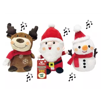 Koala Games G2586 Weihnachts-Plüschtier mit Tanz, Gesang und Beleuchtung 24 cm
