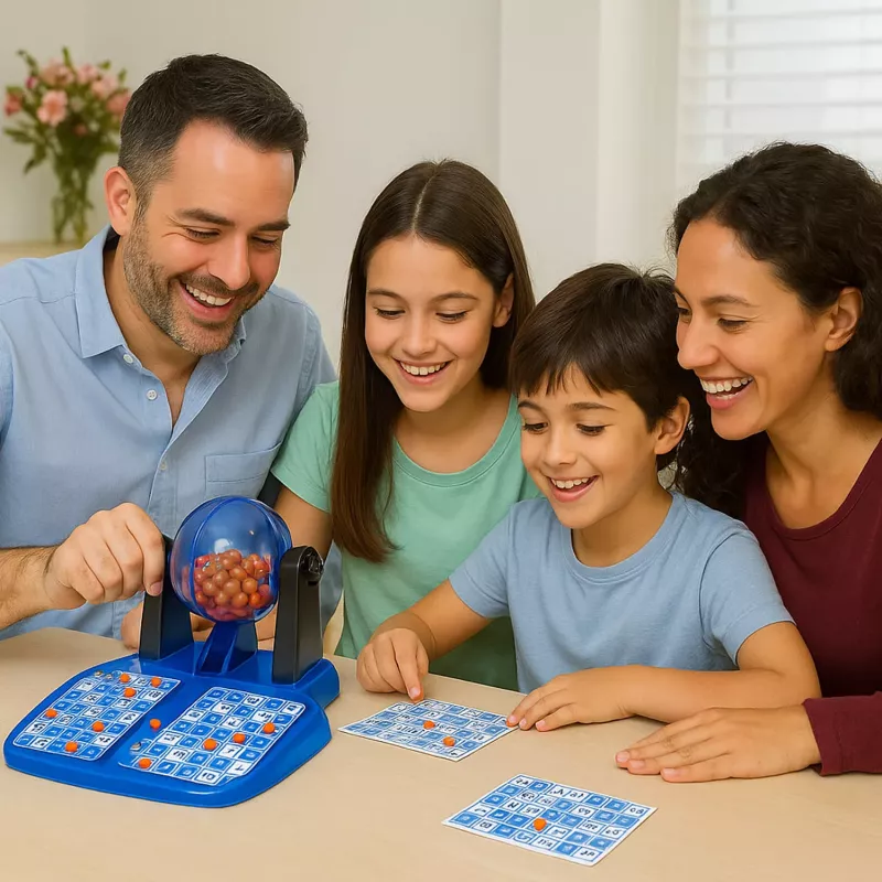 Koala Games G2592 Bingo-Spiel – 75 Kugeln, 48 Karten, 150 Marker, Metallkäfig, Familienspaß