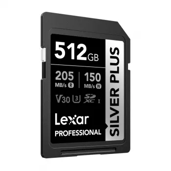Lexar Professional SILVER PLUS SDXC 512GB Speicherkarte, UHS-I, U3, V30, A2, bis zu 200 MB/s Lesen, 140 MB/s Schreiben