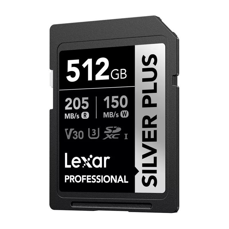 Lexar Professional SILVER PLUS SDXC 512GB Speicherkarte, UHS-I, U3, V30, A2, bis zu 200 MB/s Lesen, 140 MB/s Schreiben