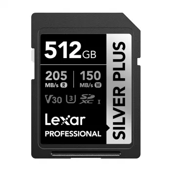 Lexar Professional SILVER PLUS SDXC 512GB Speicherkarte, UHS-I, U3, V30, A2, bis zu 200 MB/s Lesen, 140 MB/s Schreiben