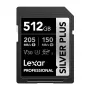 Lexar Professional SILVER PLUS SDXC 512GB Speicherkarte, UHS-I, U3, V30, A2, bis zu 200 MB/s Lesen, 140 MB/s Schreiben