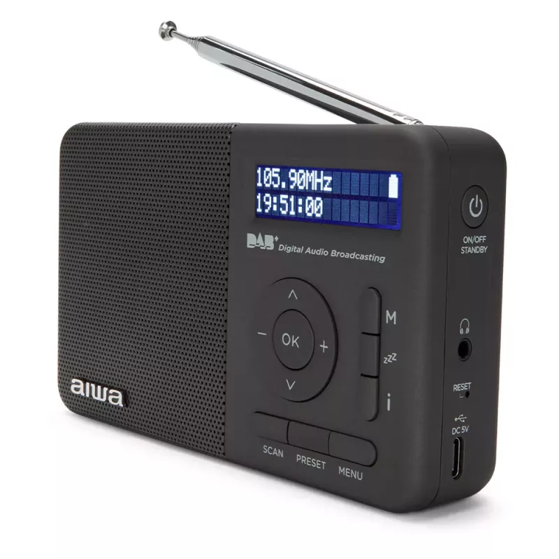 Aiwa RD-40DAB/BK Schwarz DAB+ & FM Tragbares Radio mit Bluetooth