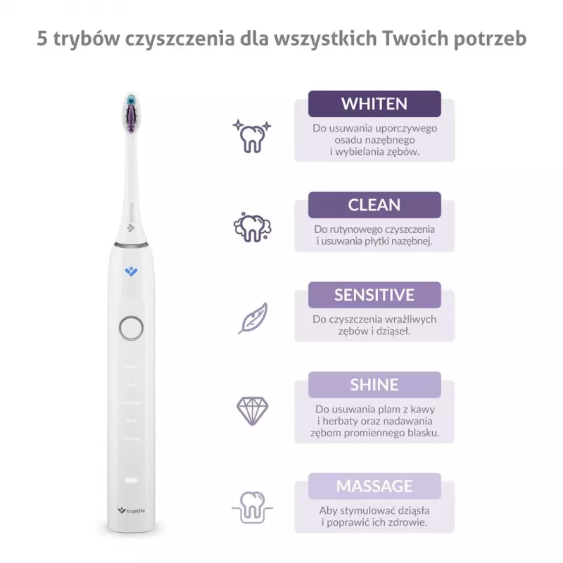 TrueLife SonicBrush Clean70 UV Schallzahnbürste mit UV-Sanitizer, 5 Modi, 3 Bürstenköpfe, Reiseetui, Schwarz