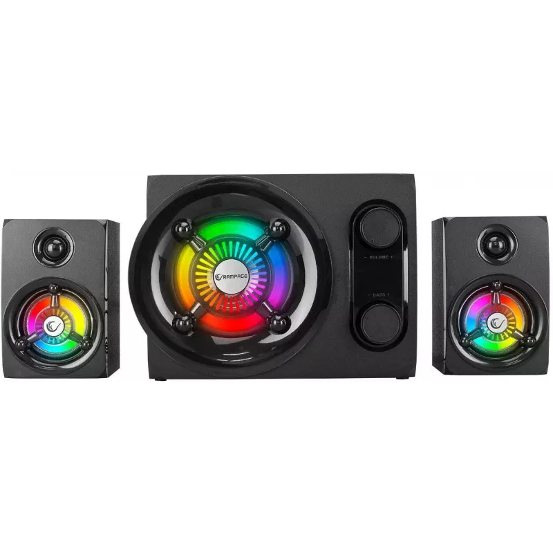 Rampage RMS-G8 25W Tragbarer Bluetooth-Lautsprecher mit RGB-Beleuchtung, TWS, FM-Radio, Schwarz