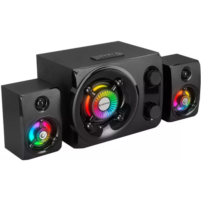 Rampage RMS-G8 25W Tragbarer Bluetooth-Lautsprecher mit RGB-Beleuchtung, TWS, FM-Radio, Schwarz