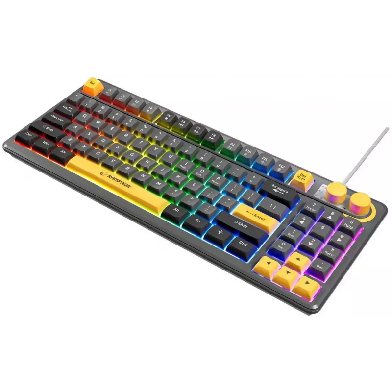 Rampage CYCLONE KNOB RGB 90% Mechanische Tastatur, Outemu Blue Switches, Schwarz