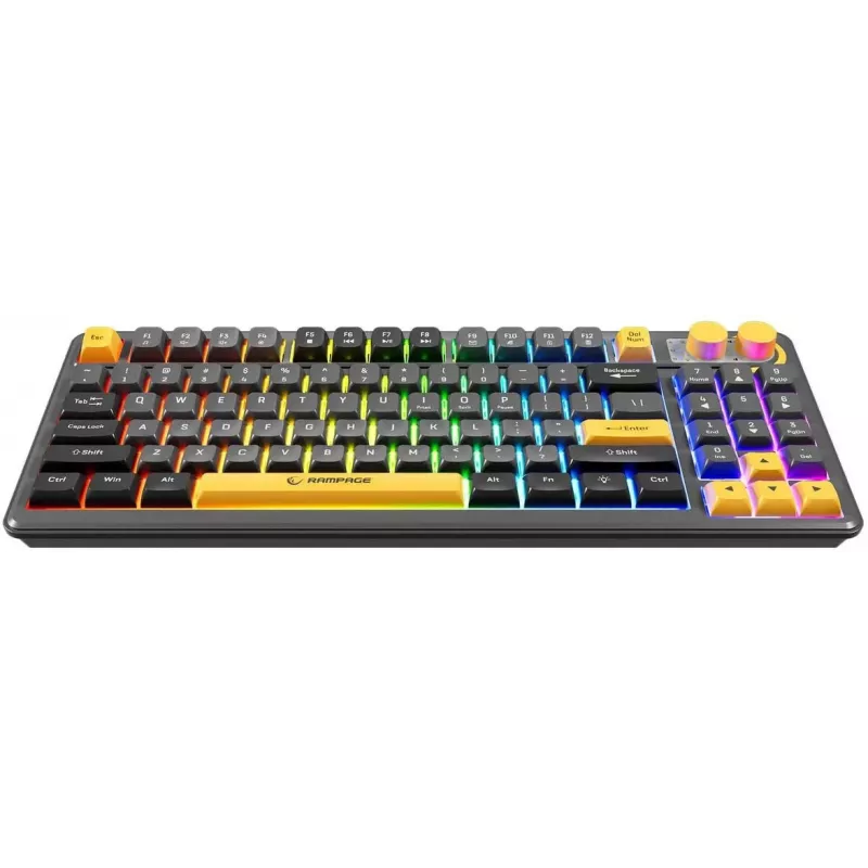 Rampage CYCLONE KNOB RGB 90% Mechanische Tastatur, Outemu Blue Switches, Schwarz