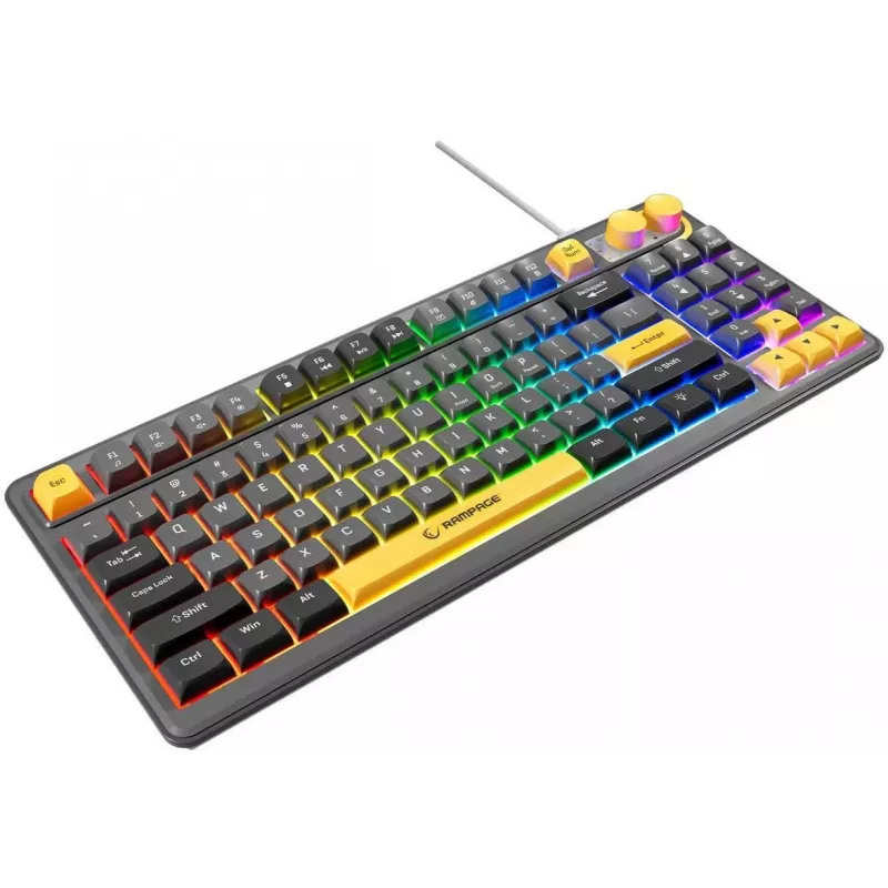 Rampage CYCLONE KNOB RGB 90% Mechanische Tastatur, Outemu Blue Switches, Schwarz