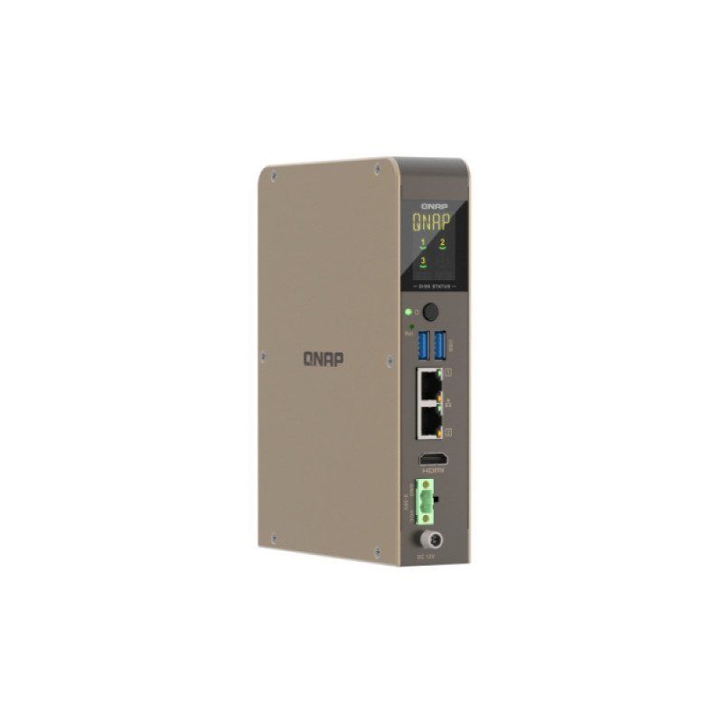 QNAP QBoat-300 Ultra-kompakter lüfterloser NAS-Server mit Dual-M.2-NVMe/SATA-Steckplätzen, Intel Celeron J3455 Quad-Core, 4GB RAM, Dual-Gigabit-Ethernet, HDMI, 2x USB 3.0