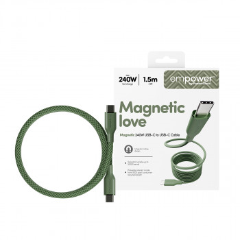 PanzerGlass empower Magnetic 240W USB-C auf USB-C Kabel 1,5 m Grün