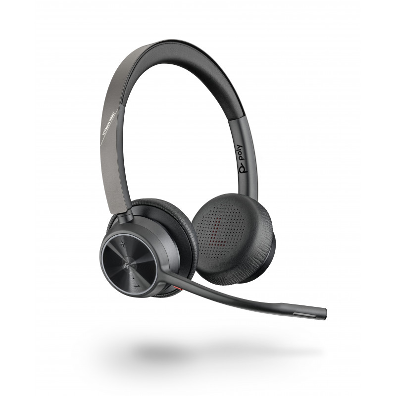 Plantronics Voyager 4320 UC Kabelloses Bluetooth-Headset mit Ladestation, USB-A-Adapter, Microsoft Teams zertifiziert, Schwarz