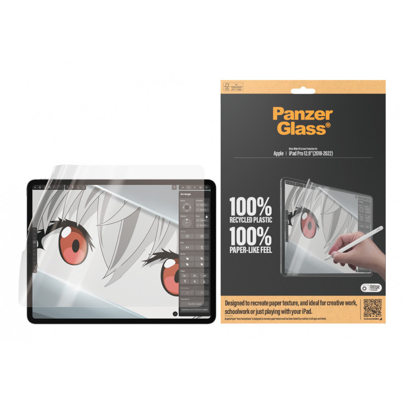 PanzerGlass GraphicPaper Displayschutzfolie für iPad Pro 12,9 Zoll (2018-2022), entspiegelt, case-kompatibel, antibakteriell