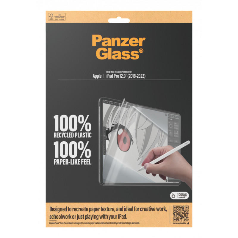 PanzerGlass GraphicPaper Displayschutzfolie für iPad Pro 12,9 Zoll (2018-2022), entspiegelt, case-kompatibel, antibakteriell