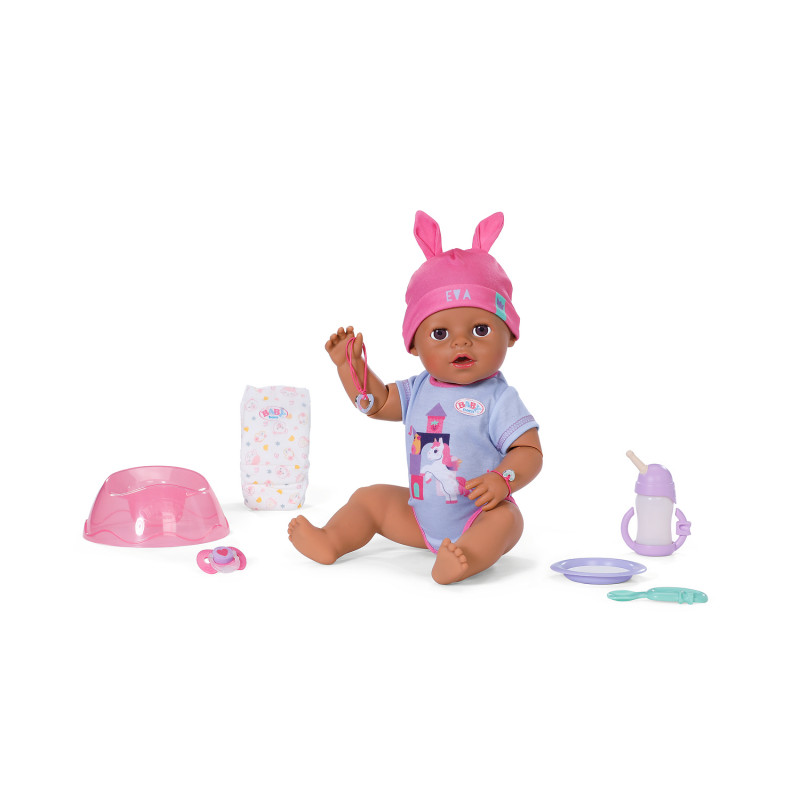 ZAPF CREATION BABY born Eva Click & Play 43cm Puppe mit blonden Haaren und blauen Augen